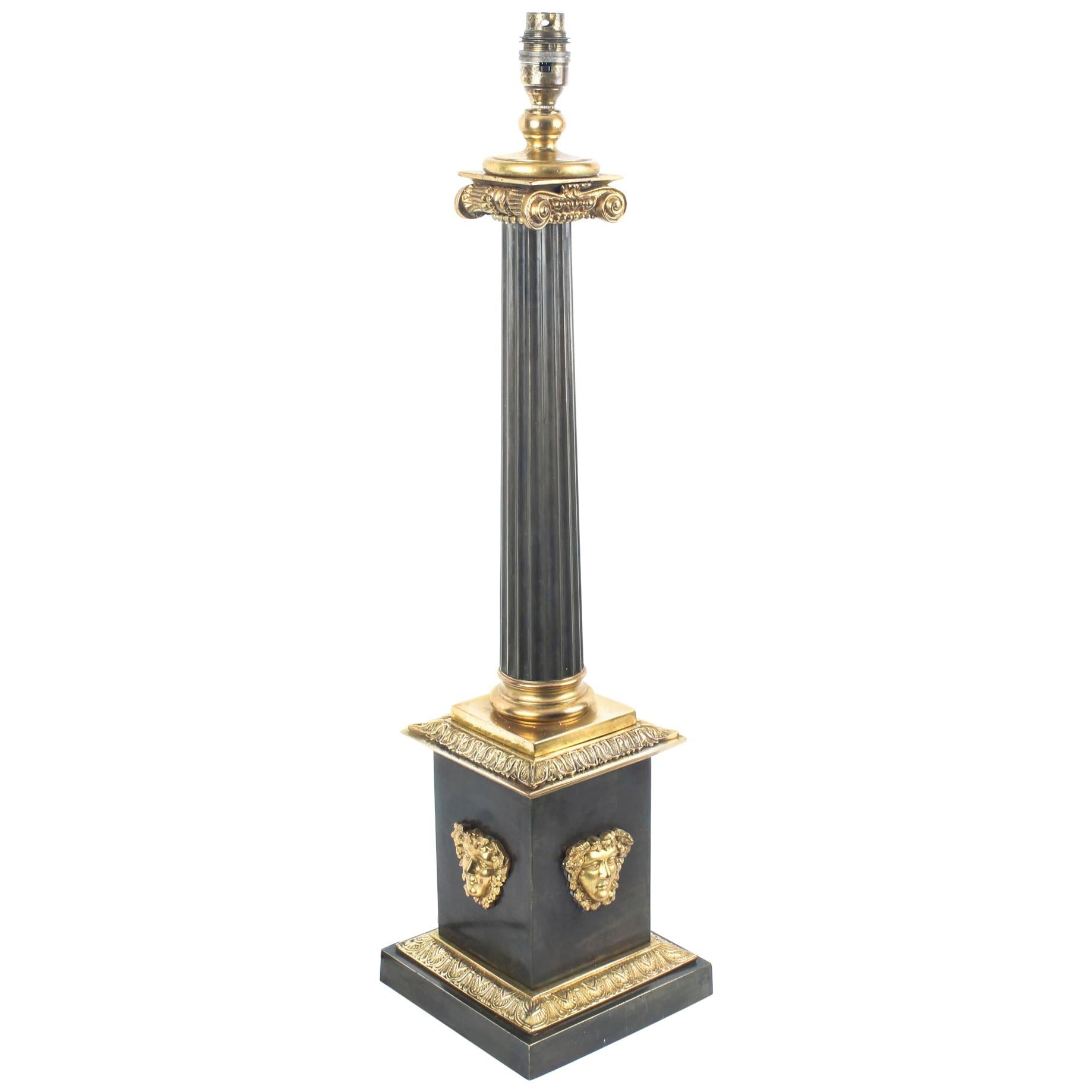 Antique French Empire Period Corinthian Column Table Lamp, 19th Century