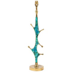 Pepe Mendoza:: Lampe en laiton et émail turquoise:: années 1950