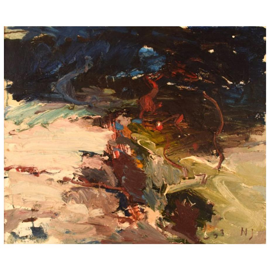 Nils Johansson, Swedish Artist, Oil on Canvas, "Beach Vegetation"