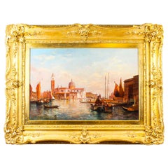 Peinture à l'huile ancienne de San Giorgio Maggiore, Venise, Alfred Pollentine, 19ème siècle