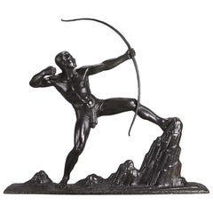 French Art Deco Bronze Study "The Archer" by Lucien Gibert