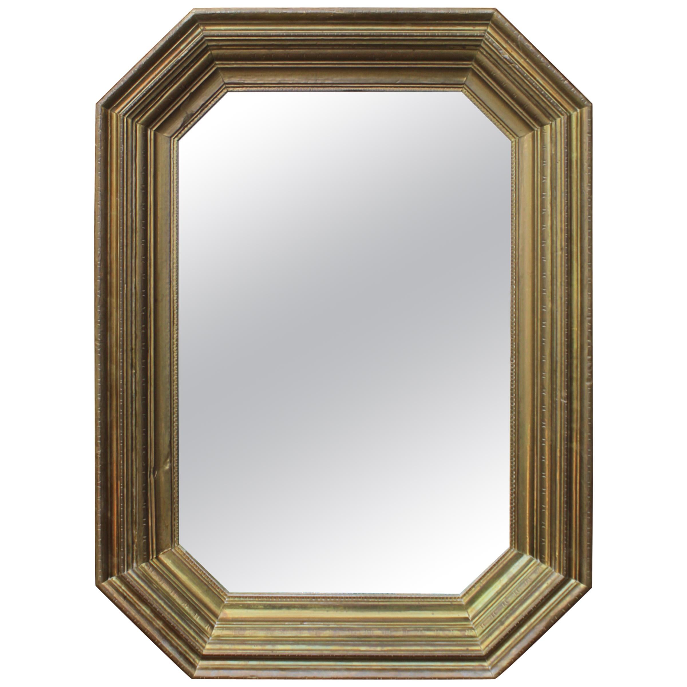 1970s Rodolfo Dubarry Handcrafted Gilded Brass over Wooden Frame Mirror