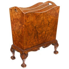 Shaped Figured Walnut Magazine Rack on Cabriole Legs