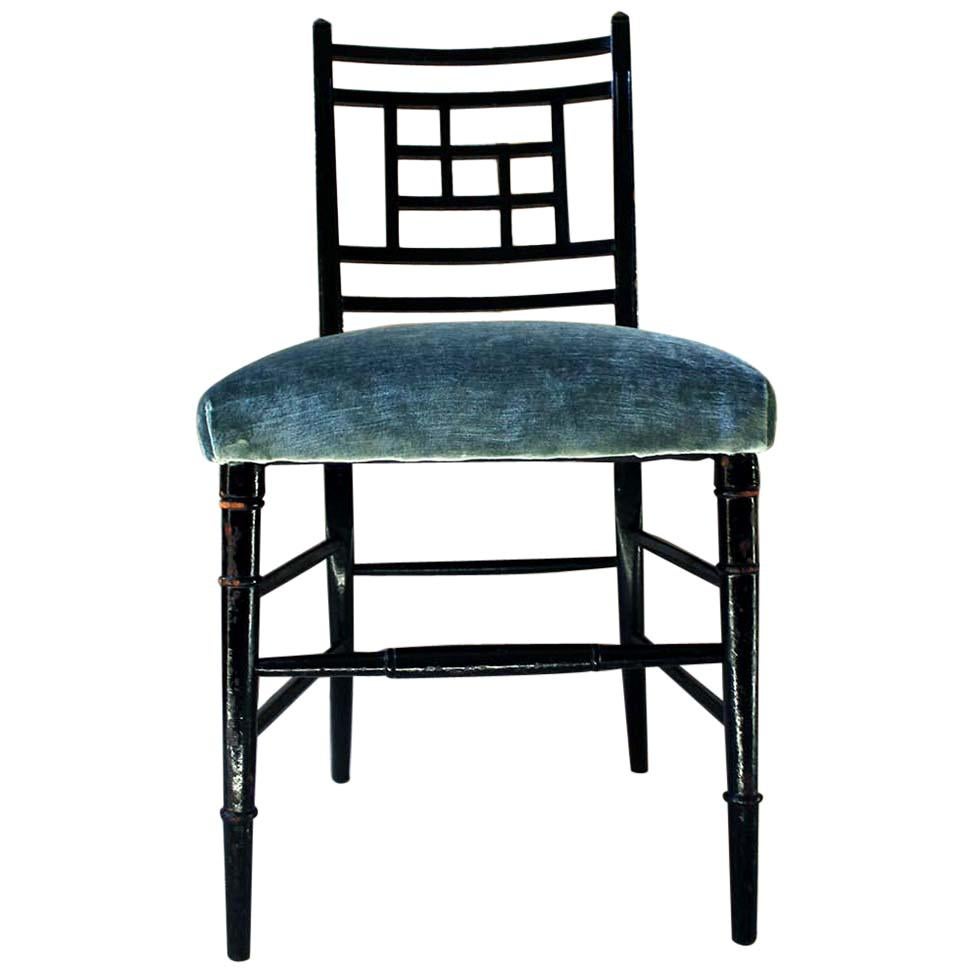 Aesthetic Movement Ebonized Side Chair in the Manner of E.W. Godwin