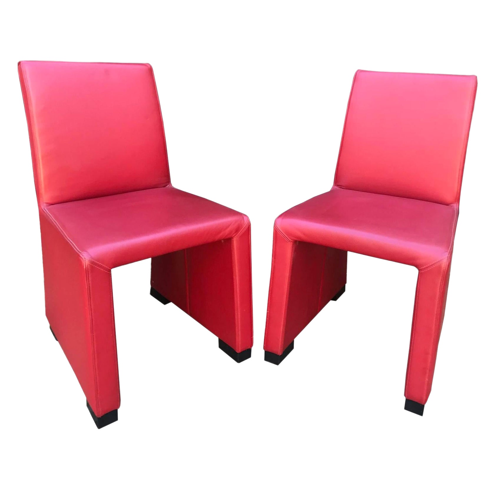 1980s Wittmann's Austrian Red Leather Chairs For Sale