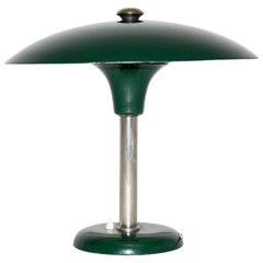 Green Bauhaus Art Deco Vintage Table Lamp Metal by Max Schumacher, 1934, Germany