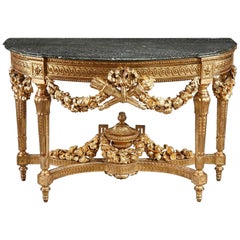 Antique Louis XVI-Style Giltwood Console Table, circa 1860