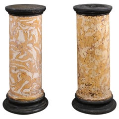 Pair of 19th Century English Plaster Columns/Pedestals w/ Marbleized Decoration