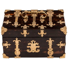 Coromandel Brass Trinket Jewelry Box with Brass Mounts, 20th Century