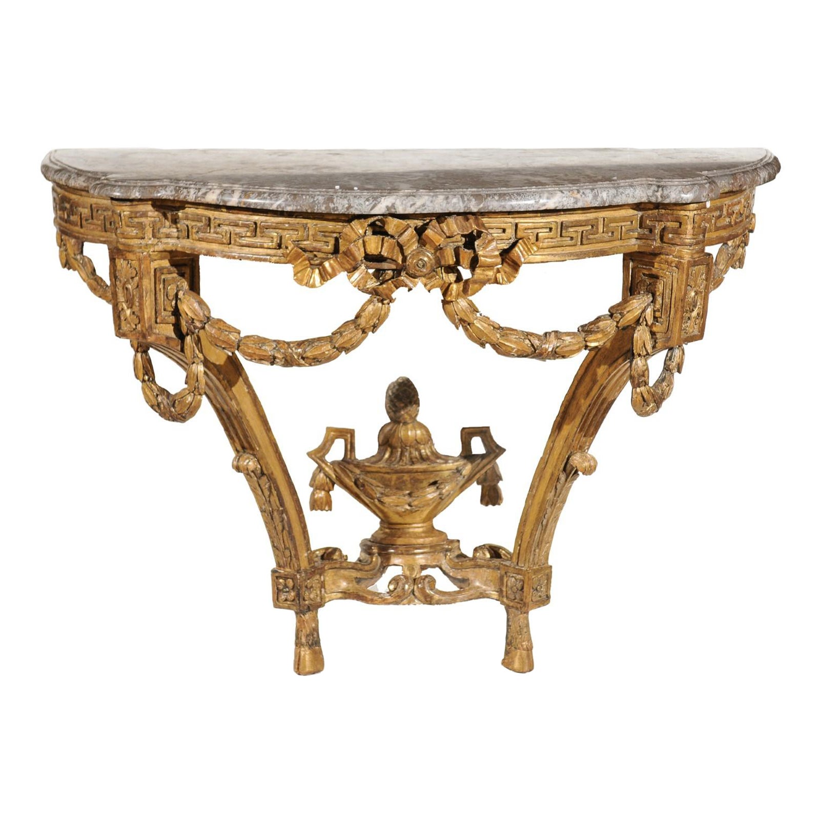 18th Century French Giltwood Console with Marble Top For Sale