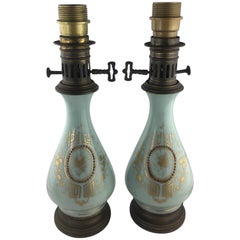Antique Pair of French Opaline Lamps, Napoleon III
