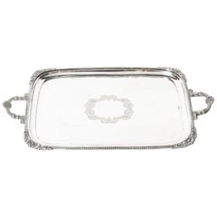 Antique Early 20th Century Large Edwardian Silver Plated Twin Handled Tray