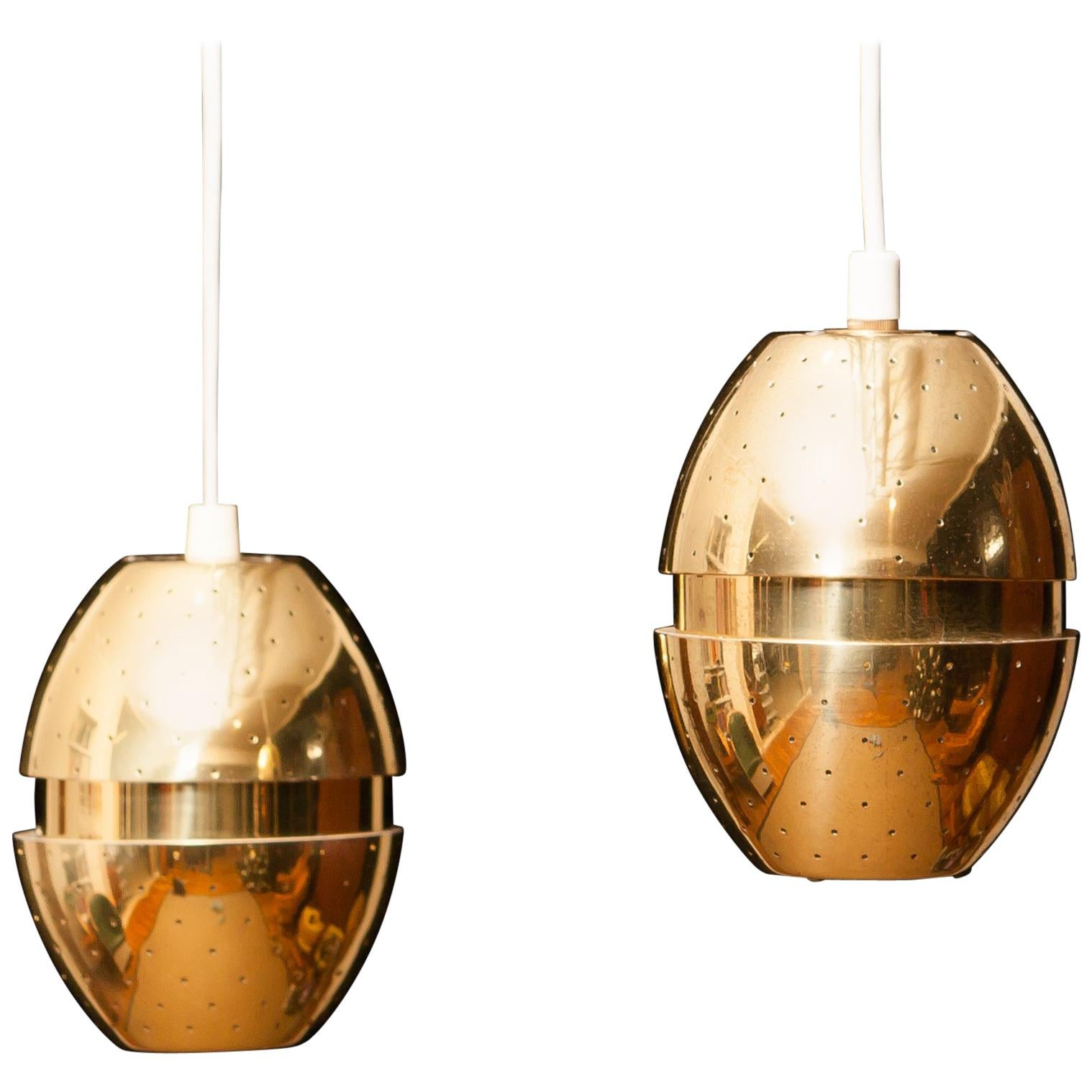 Pair of Brass 'Egg' Pendants by Hans-Agne Jakobsson, 1960s