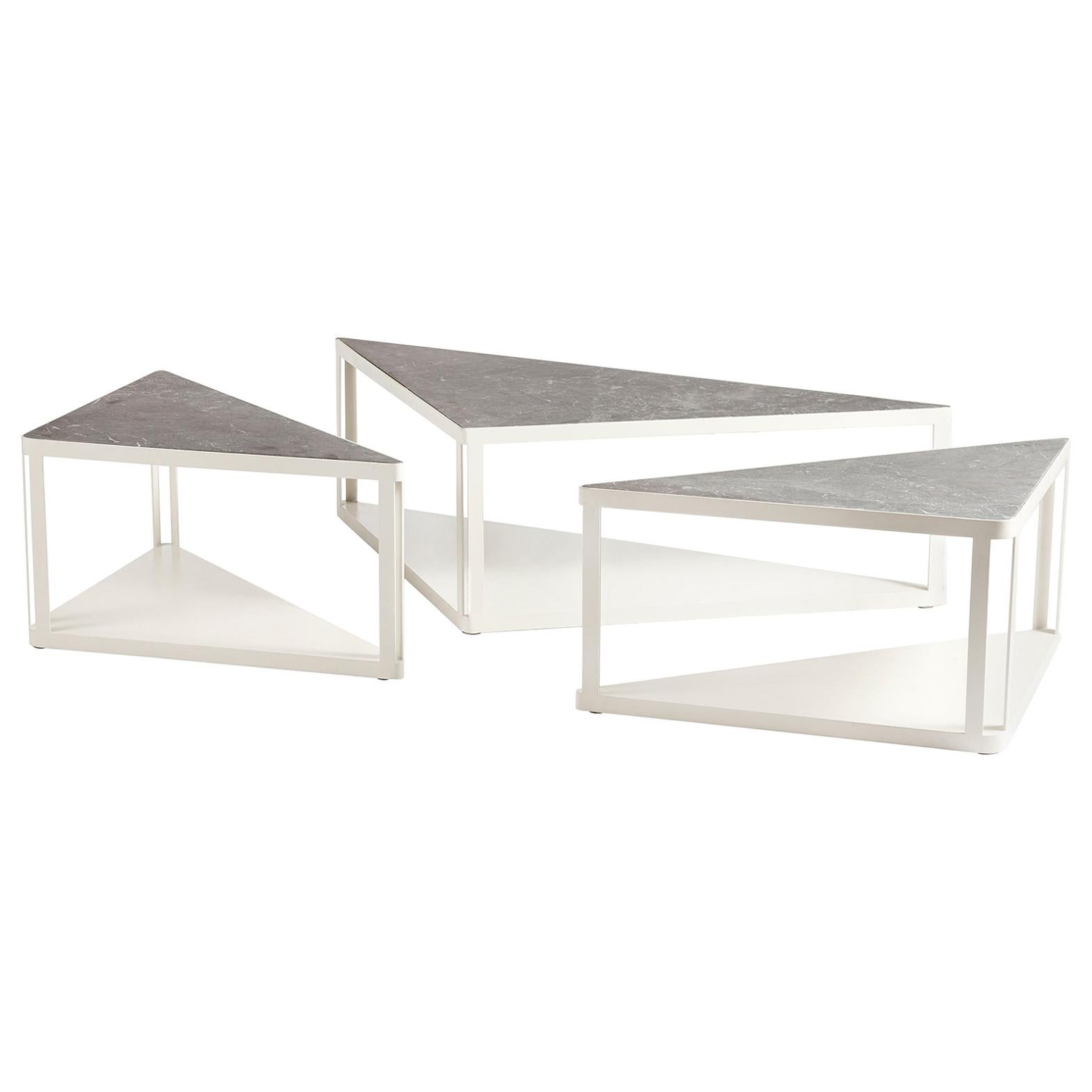 Tri-Zone Table, Modern Marble Triple Centre Table
