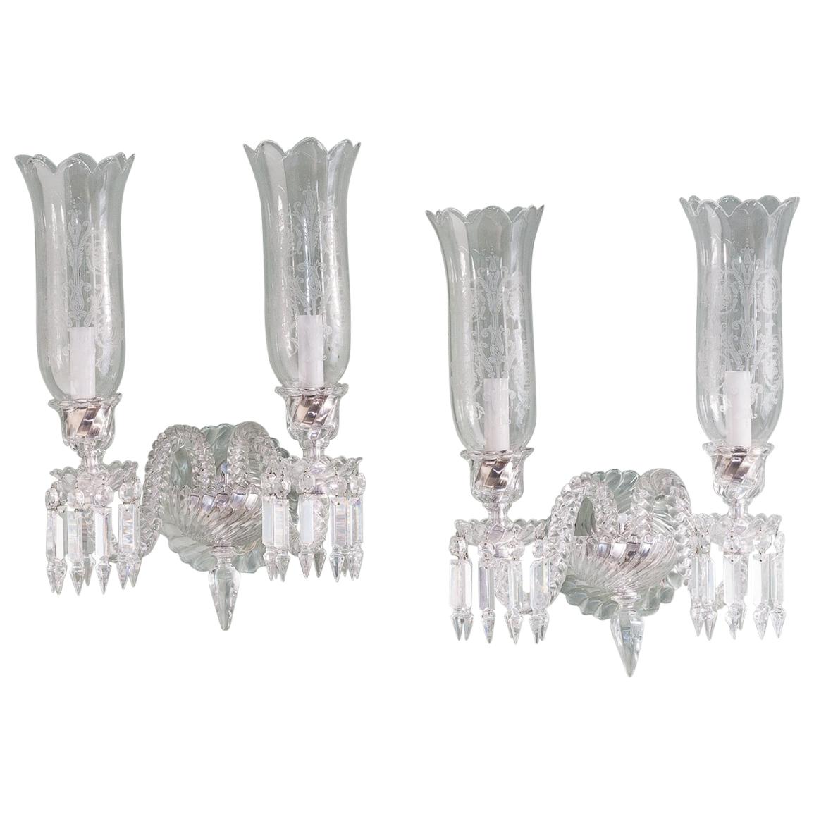 Pair of Baccarat Glass Wall Appliques