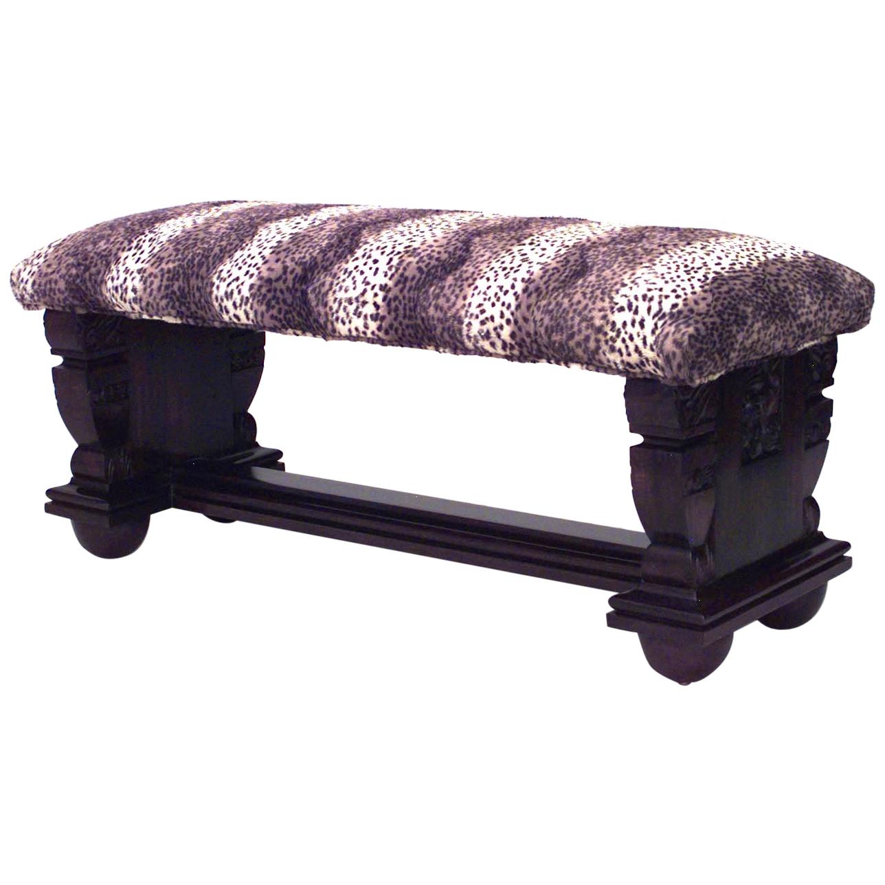 French Art Deco Faux Leopard Bench For Sale