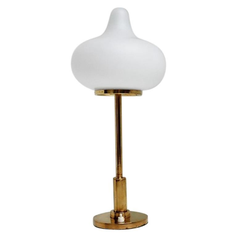 Brass Table Lamp with Opal Glass Shade from Louis Poulsen, 1950s For Sale