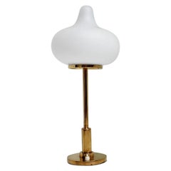 Brass Table Lamp with Opal Glass Shade from Louis Poulsen, 1950s