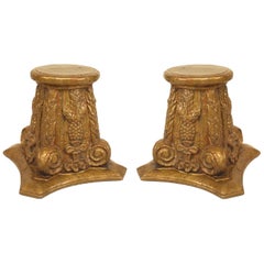 Paire de tabourets à colonne corinthiennes Art Déco français