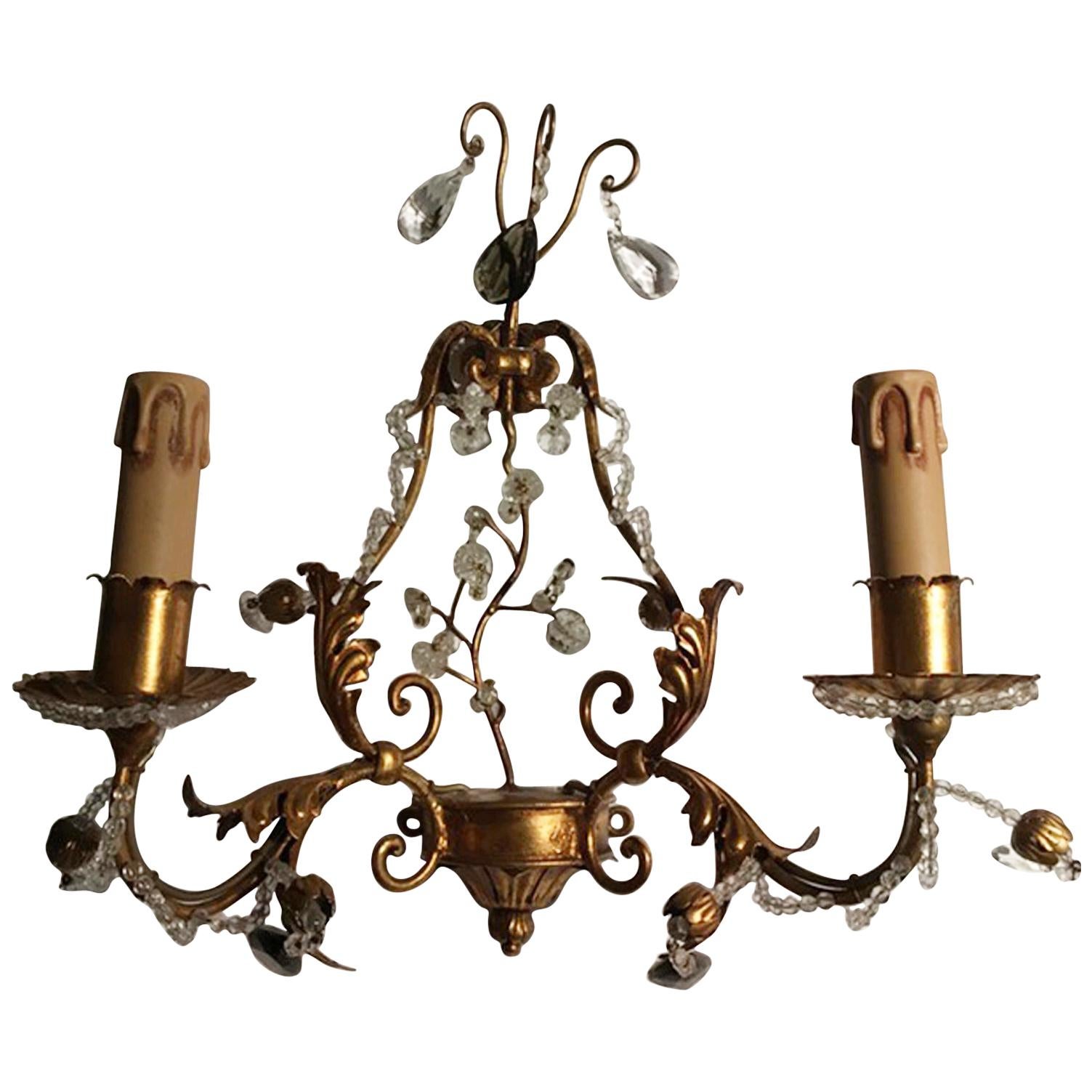 Italy Baroque Style Iron Gold Finish Wall Lights
