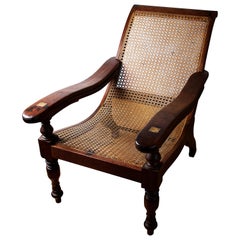 Antique Victorian Teak and Rattan Plantation Steamer Chair