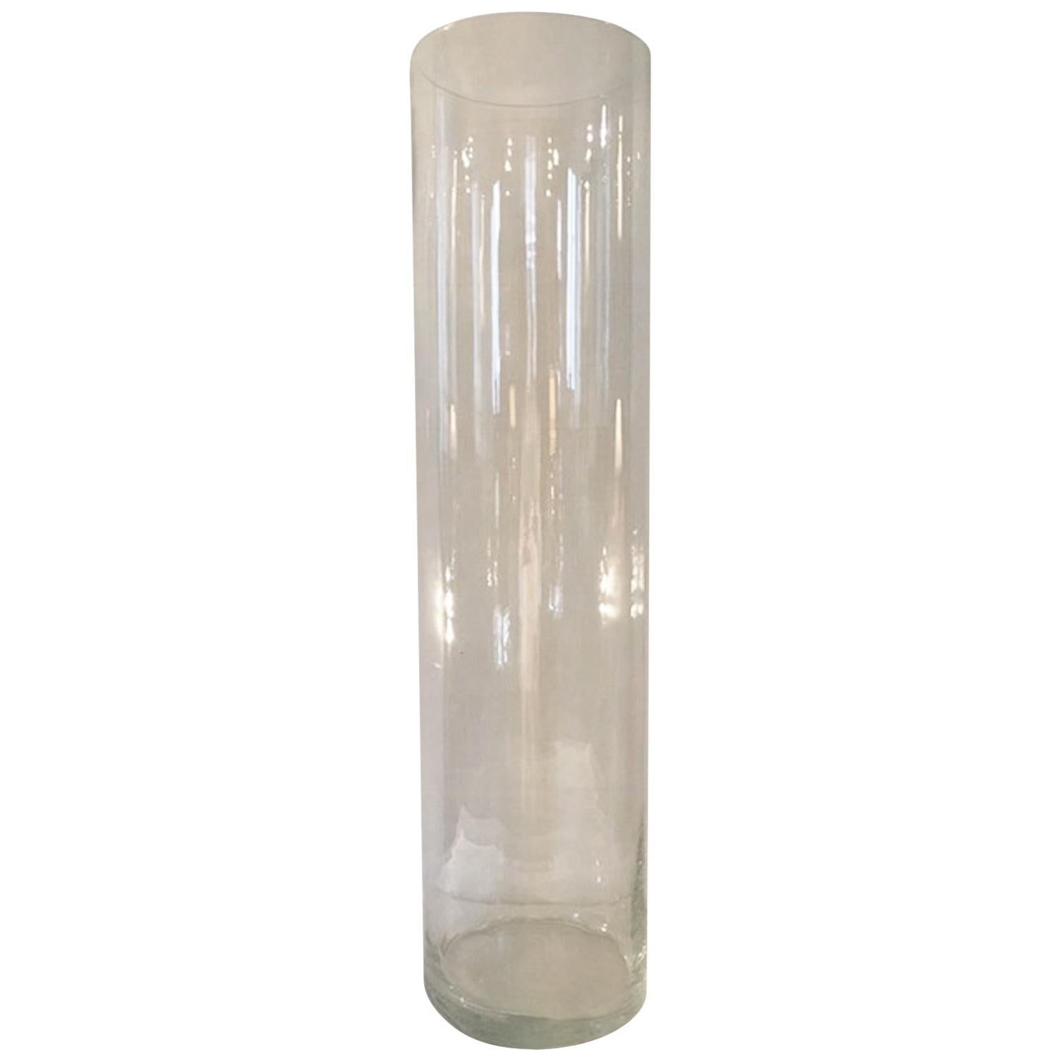 Contemporary Cylinder Giant Clear Glass Jar Vase 