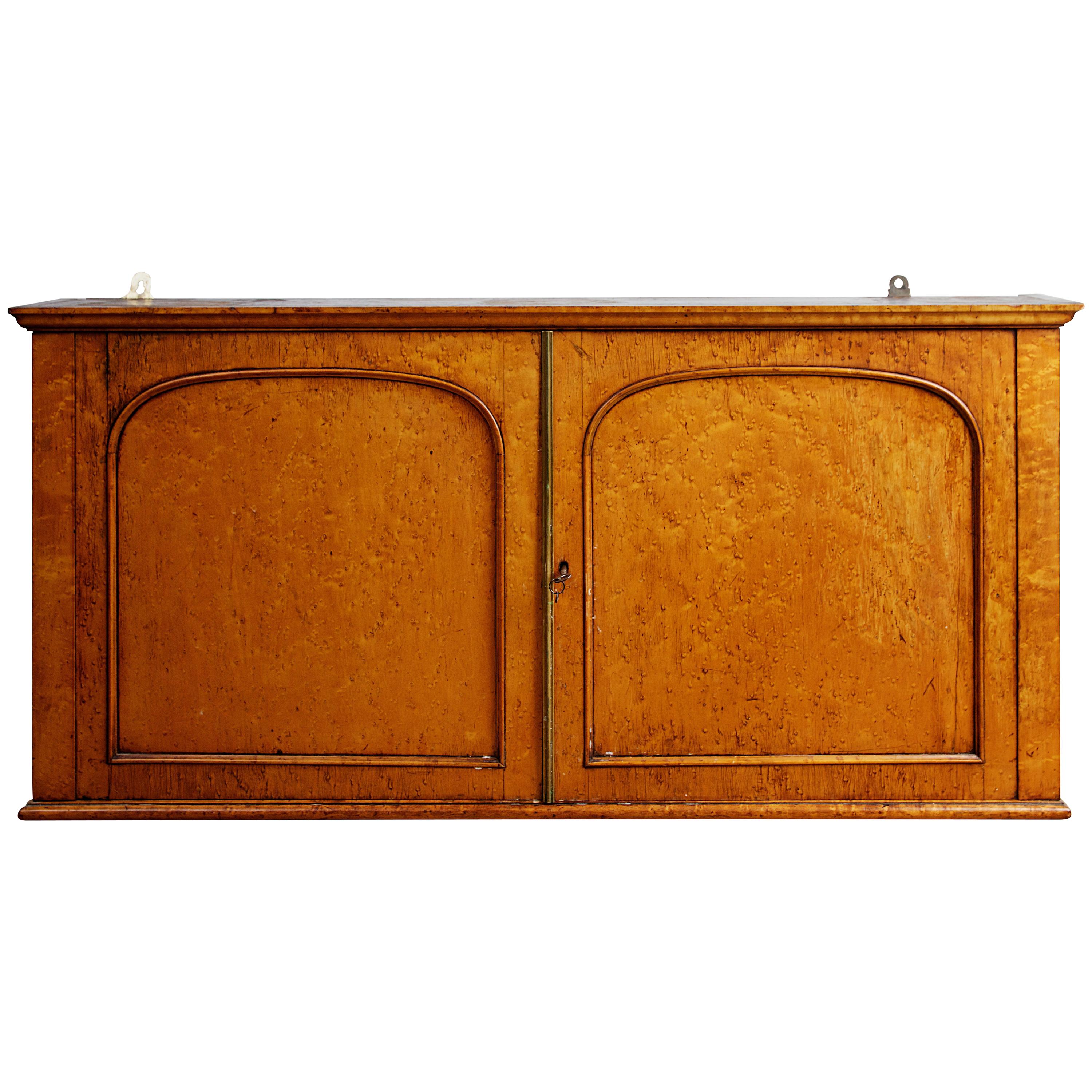 Mid-19th Century Bird's-Eye Maple Wall Mounted Cabinet For Sale