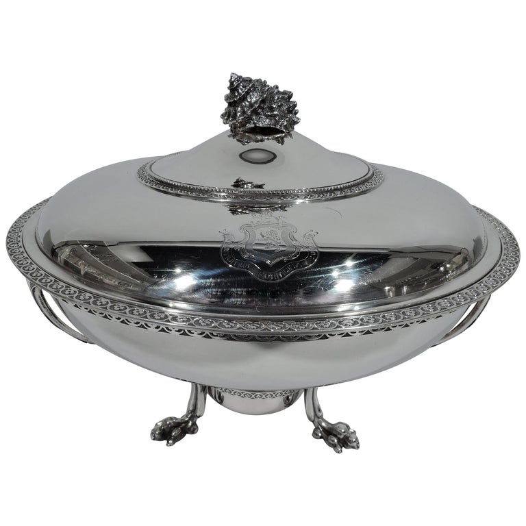 Early Tiffany Sterling Silver Vegetable Dish on Stand with Conch Shell For Sale at 1stDibs