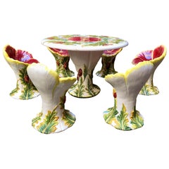 Estate Italian Hand-Painted Terracotta 11-Piece Garden Set