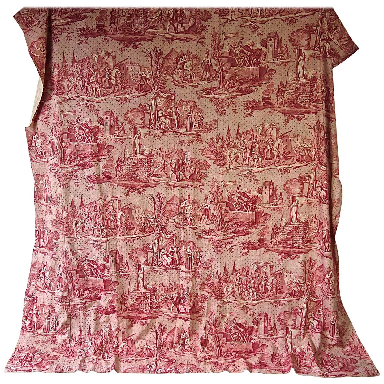 Joan of Arc Red Cotton Toile de Jouy Panel, French, 19th Century