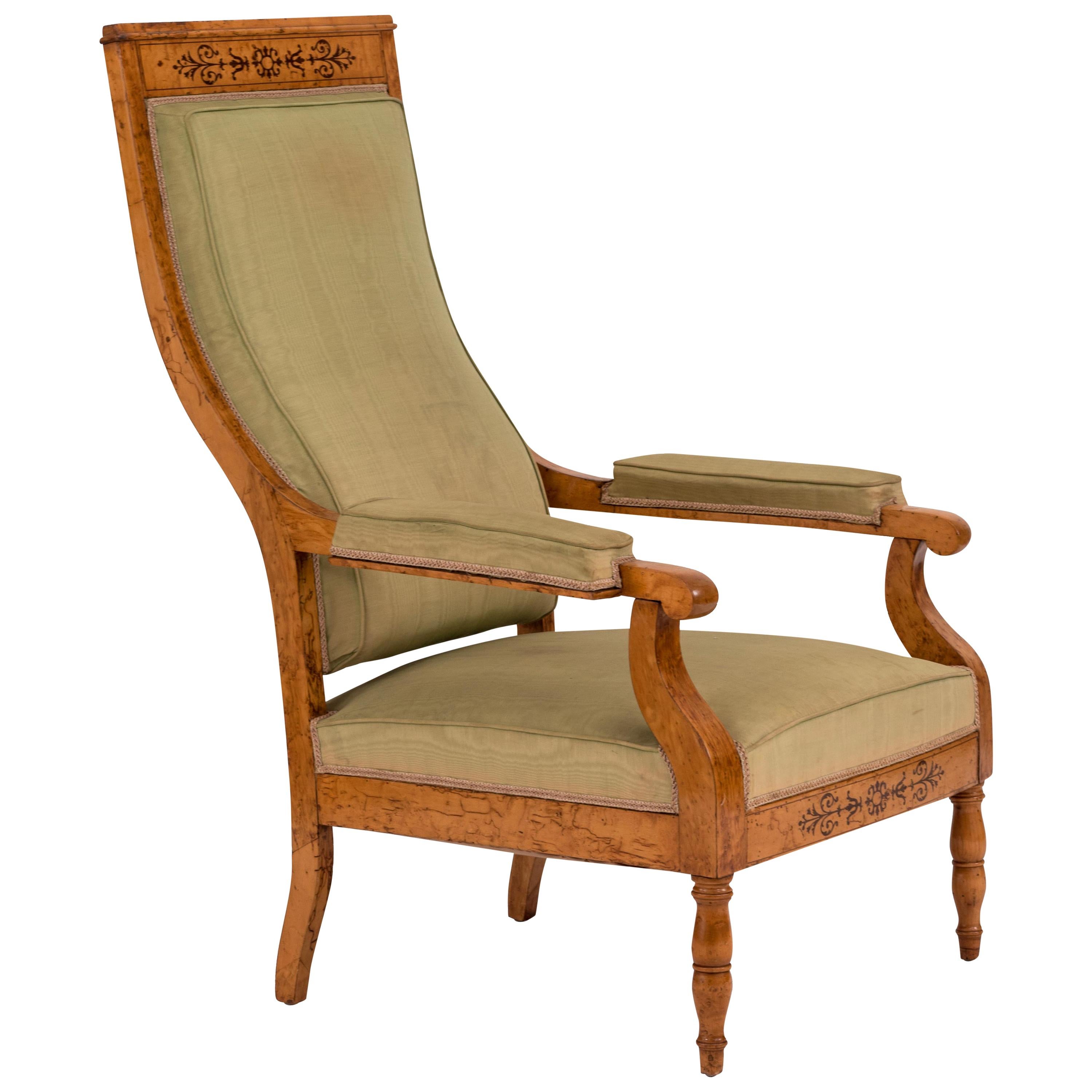 Charles X Inlaid Maple Armchair