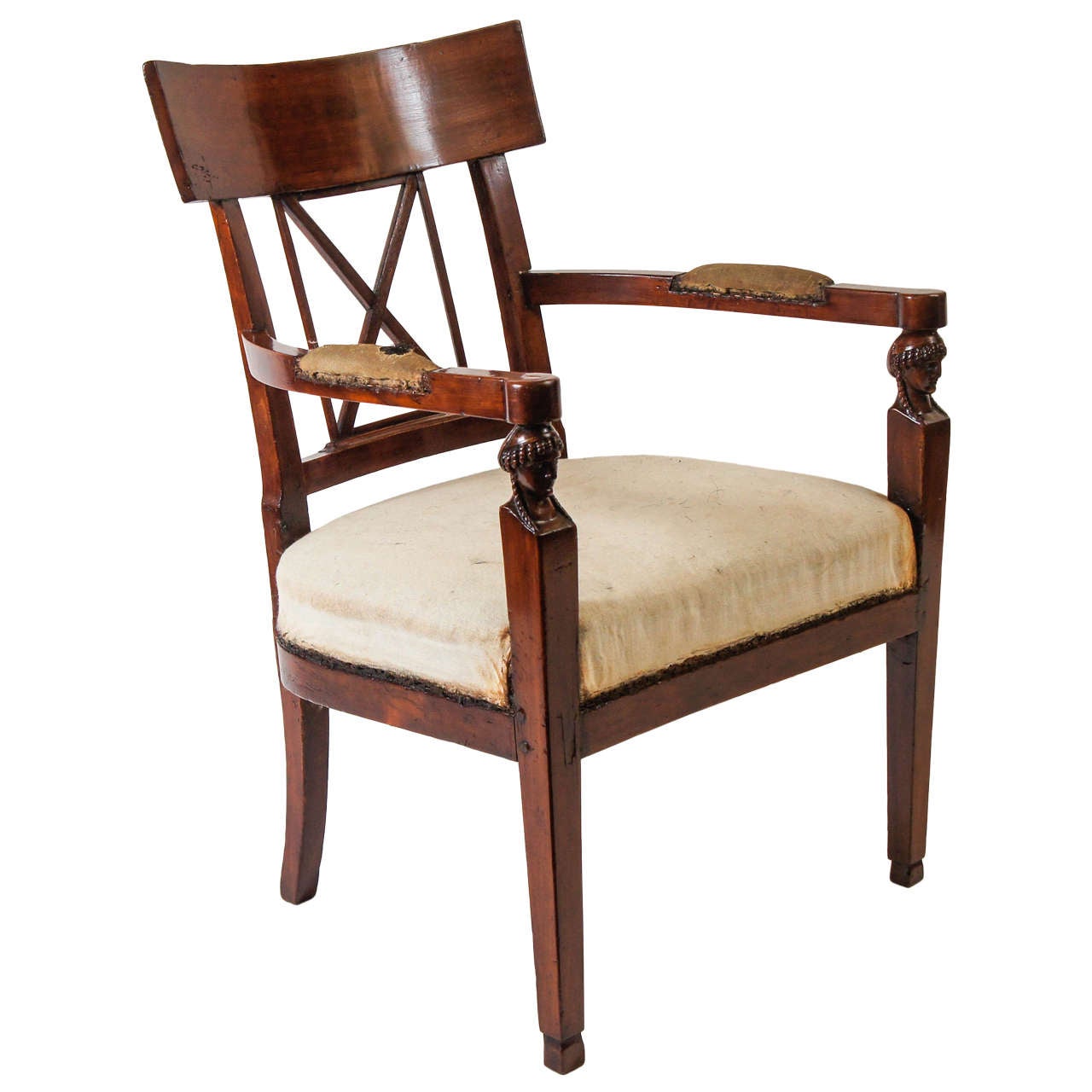 Neoclassical Consulate Fauteuil or Armchair, Italy, circa 1800