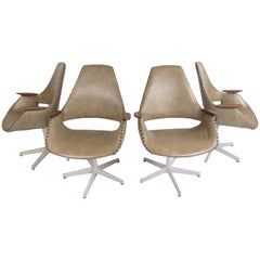 Retro Set of Four Midcentury Swivel Armchairs