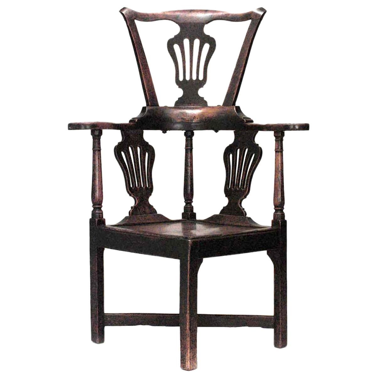 English Country Yew Wood Arm Chair For Sale