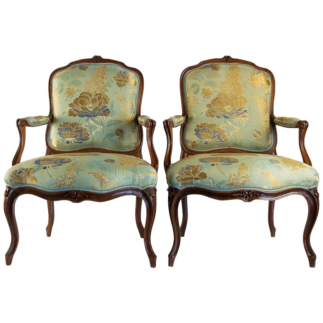 Stamped by Louis Delanois Louis XV Period Pair of Large Armchairs, circa 1765