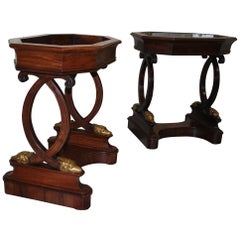 Pair of French Rosewood Empire Style Jardinieres/ Pair Tables