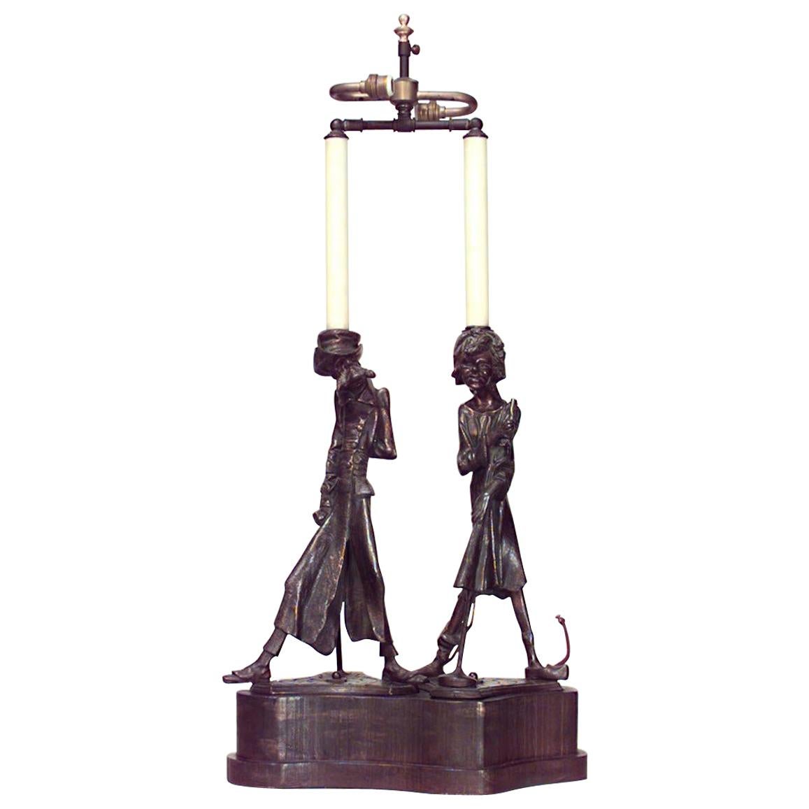 English Victorian Metal Figural Table Lamp For Sale
