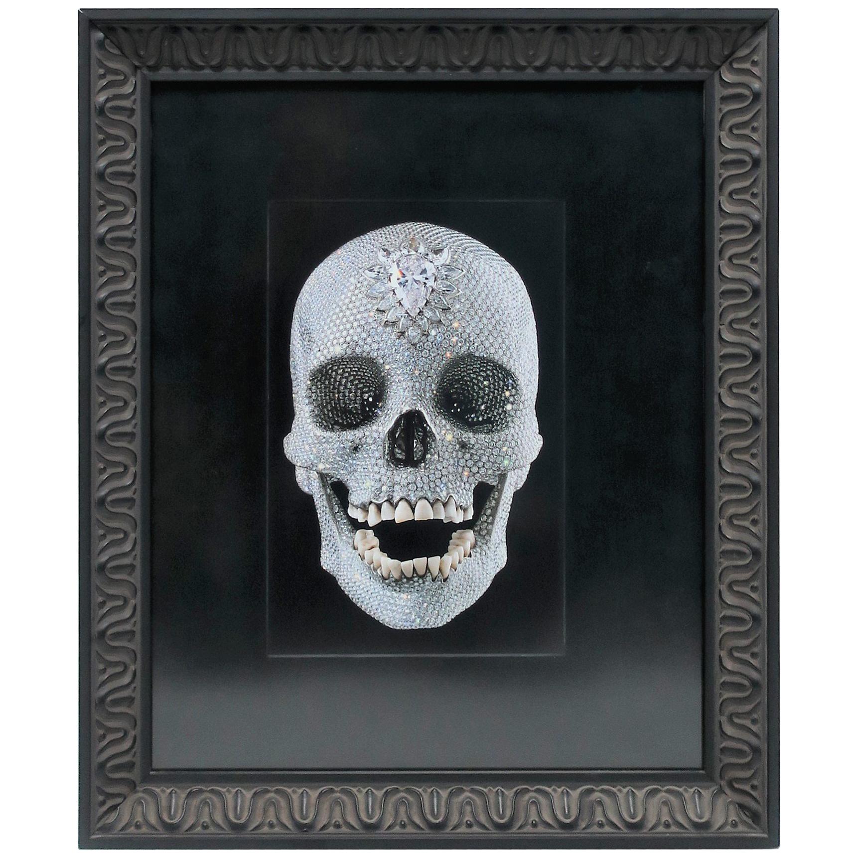 Diamond Skull, For The Love of God, by Damien Hirst, with Black Picture Frame