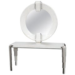 Tavola by Oggetti Art Deco Style Tessellated Console and Mirror