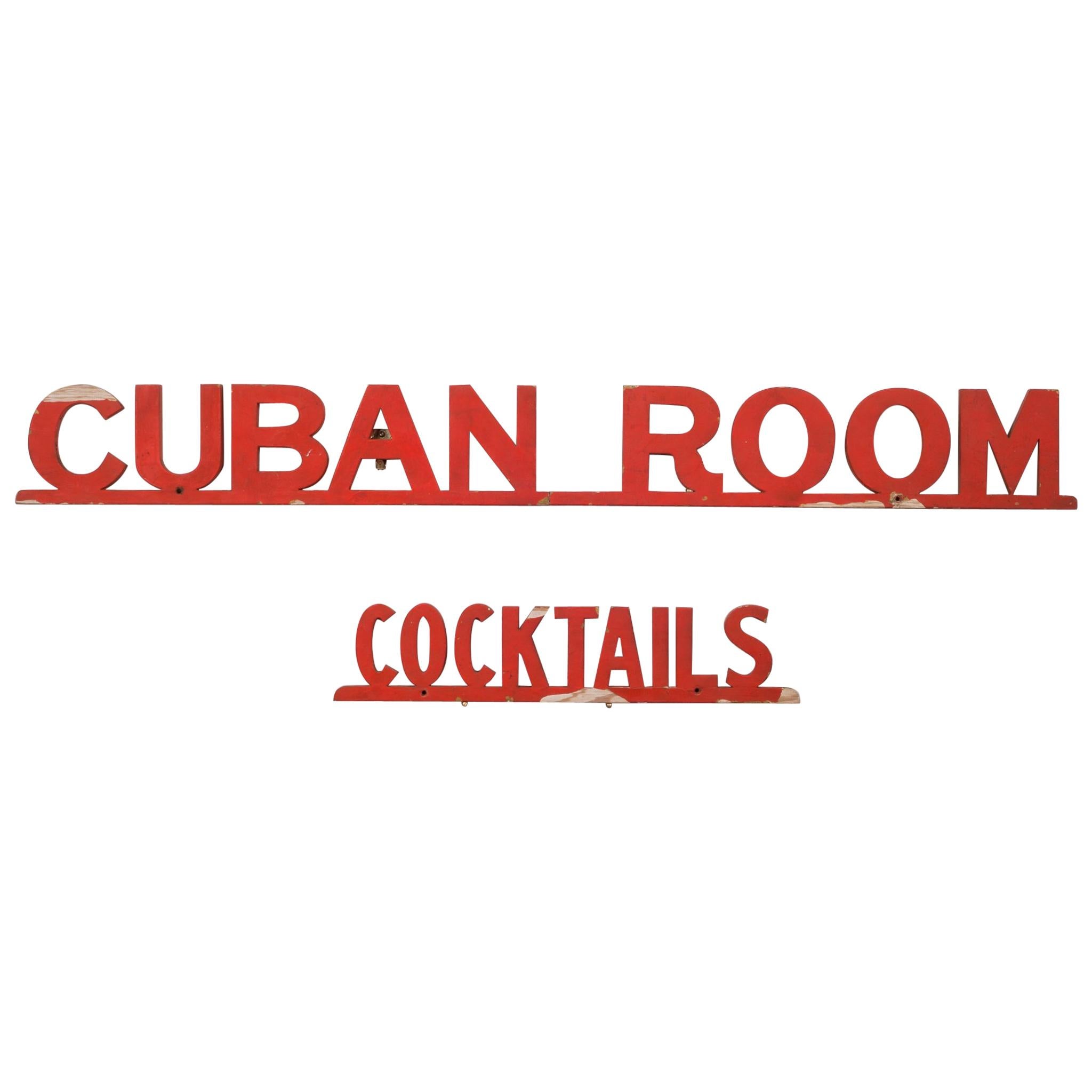 "Cuban Room Cocktails" San Francisco Club Sign, circa 1920