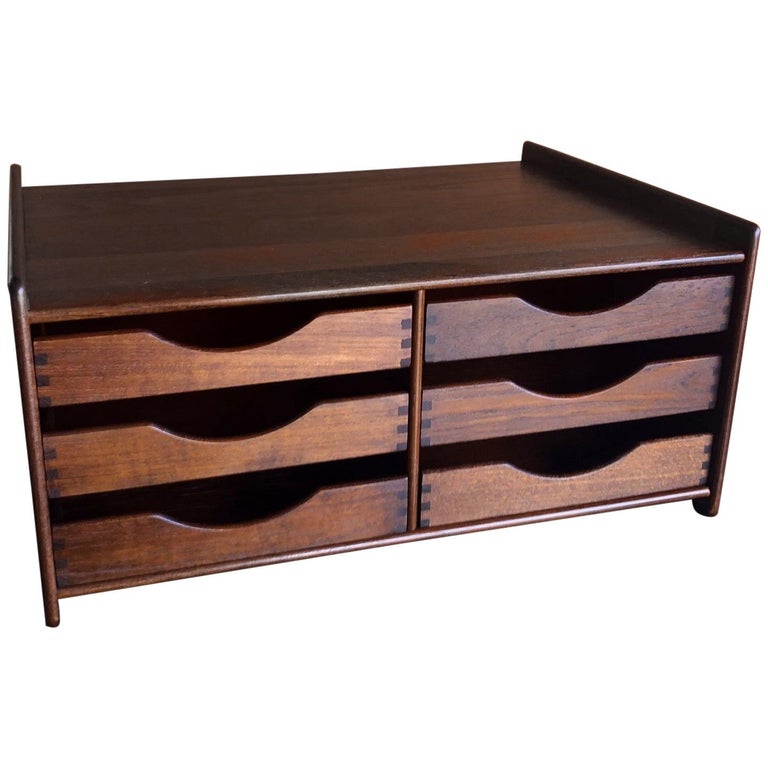 Danish Modern Desk Organizer 6 Drawer Letter Tray In Teak At 1stdibs