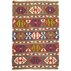 19th Century Colorful Antique Caucasian Kilim