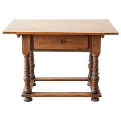 Vintage 18th Century Spanish Oak and Walnut Library Table