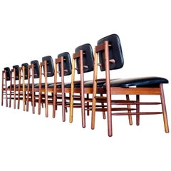 Set of Eight Leather Model 6260 Chairs by Greta Grossman for Glenn of California