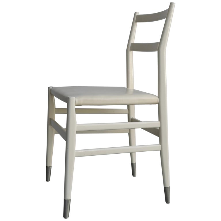 Gio Ponti The Piazza Eindhoven 1968 Rare White Chair With Metal End Caps