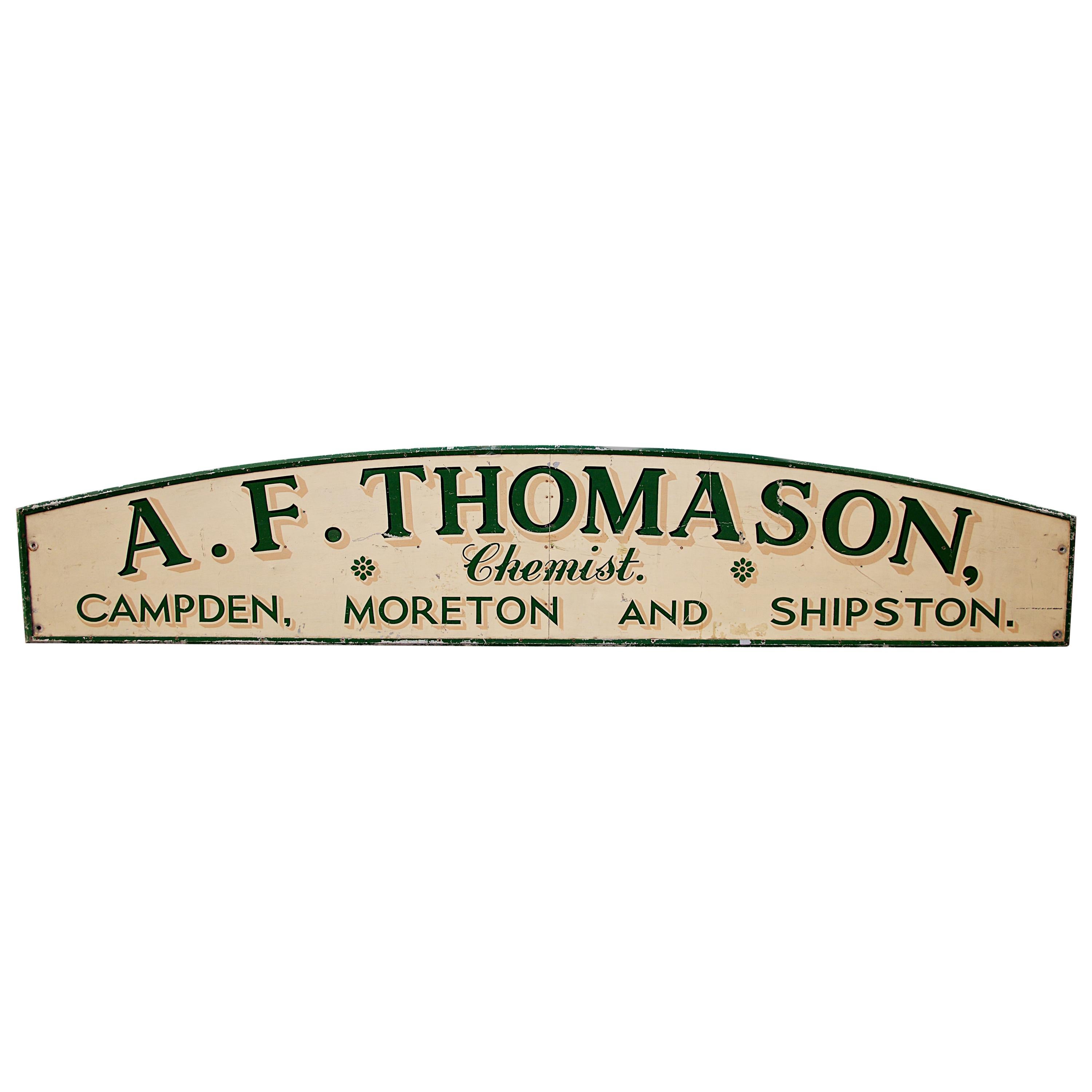 Early 20th Century Painted Metal and Wood Shop Fascia Sign For Sale