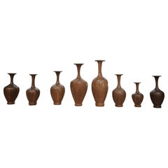 Set of Height Timber Vases, De Coene Frères, 1930s