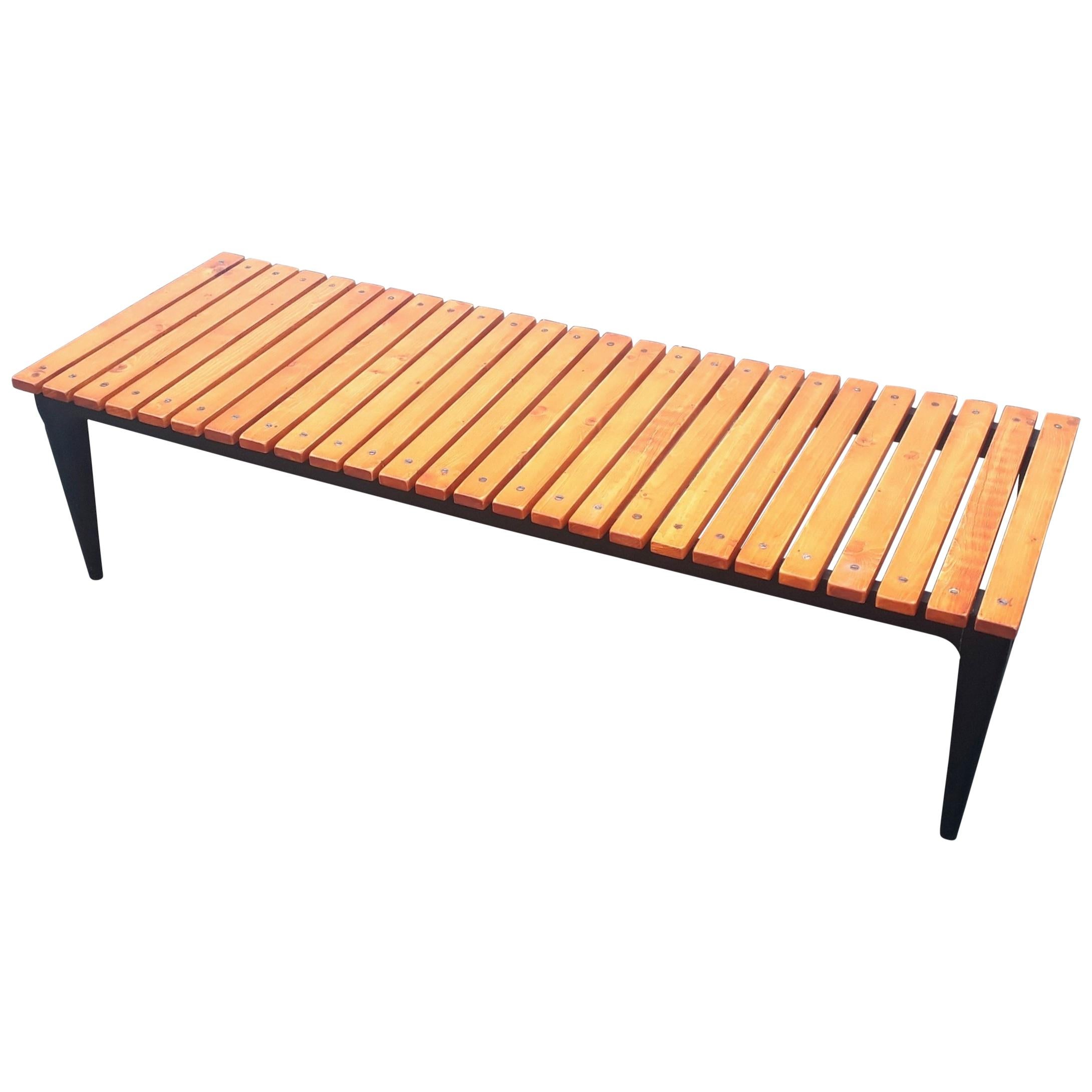 Midcentury Belgian Alfred Hendrickx Slatted Coffee Table, 1950s For Sale