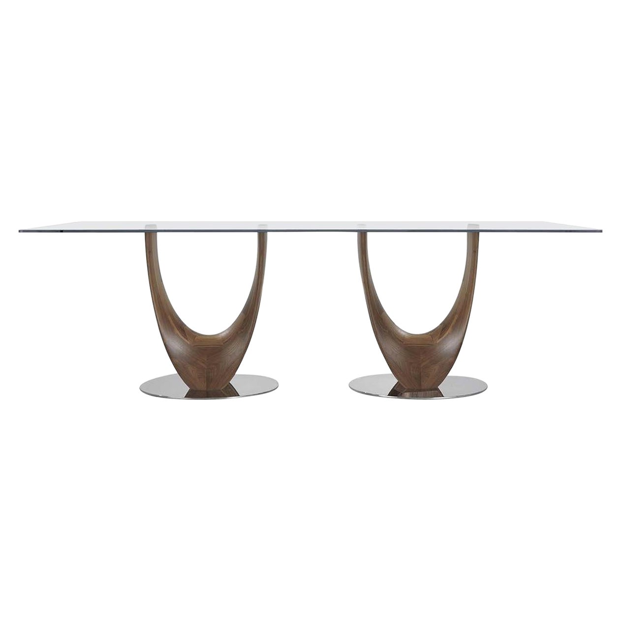 Grande table de salle à manger Axis avec plateau en verre de Stefano Bigi par Pacini & Cap