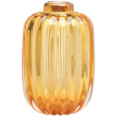 Yali Murano Hand Blown Fiori Jar Vase Amber